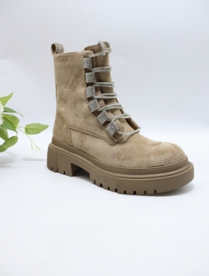 Botki damskie na płaskim (36-41) A9576 KHAKI