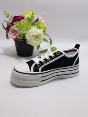 Trampki damskie na płaskim (36-41) K1738 BLACK