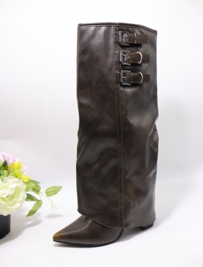 Kozaki damskie na obcasie (36-41) 7638A BROWN