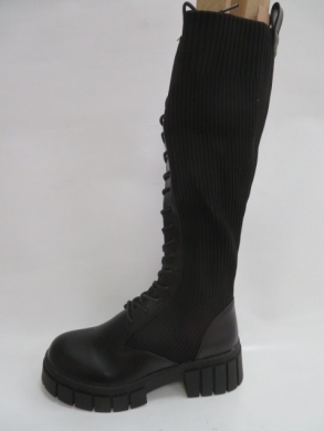Kozaki damskie jesienne na płaskim (36-41) QT13 BLACK