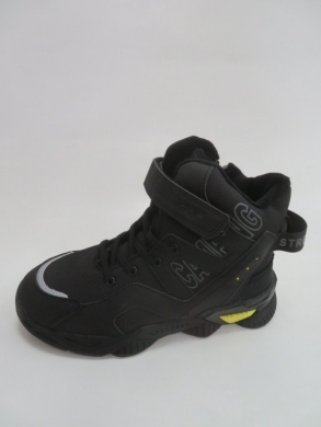 Botki chłopięce ocieplane (32-37) P651 BLACK/YELLOW