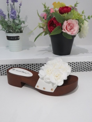 Klapki damskie na obcasie (36-41) LA177 WHITE