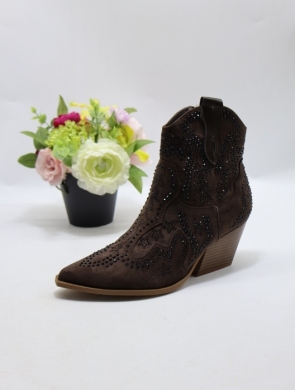 Botki damskie na obcasie (36-41) 9676A BROWN