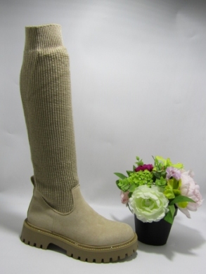 Kozaki damskie na płaskim (36-41) 9667A BEIGE