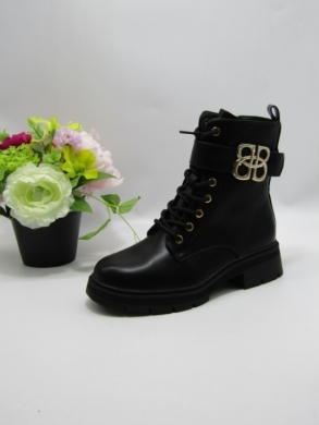 Botki damskie ocieplane na płaskim (36-41) AM7521 BLACK