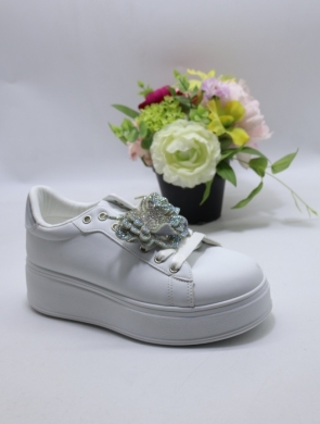 Buty sportowe damskie na płaskim (36-41) WW-235 WH/SILVER