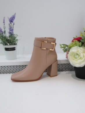 Botki damskie ocieplane na obcasie (36-41) 5626 BEIGE