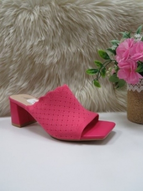 Klapki damskie na obcasie (36-41) D303 FUSHIA