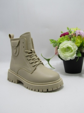Botki damskie ocieplane na płaskim (36-41)  E8209-3 BEIGE