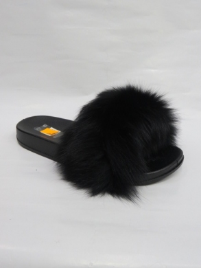 Klapki damskie z futerkiem (36-41) J302 BLACK