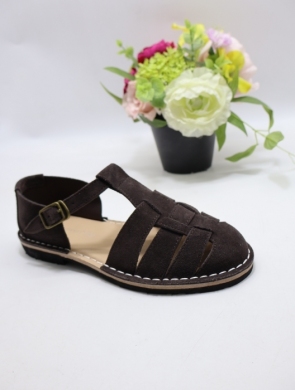 Sandały damskie na płaskim (36-41) S-327 BROWN-SKÓRA