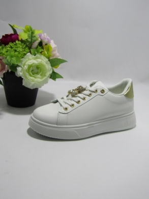 Buty sportowe damskie na płaskim (36-41) WW171 WHI/GOLD