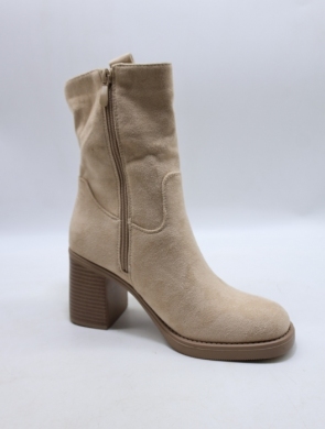 Botki damskie ocieplane na obcasie (36-41) HQ343 BEIGE