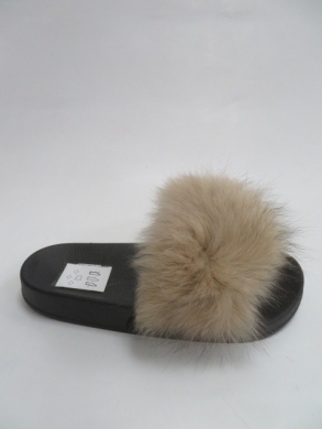 Klapki damskie z futerkiem (36-41) W2018 BEIGE