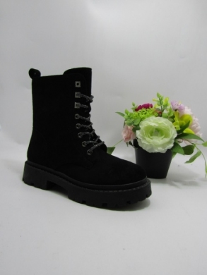 Botki damskie ocieplane na płaskim (36-41) D0816 BLACK