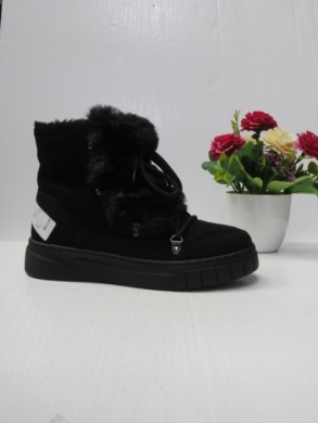 Botki damskie ocieplane na płaskim (36-41) F6325 BLACK