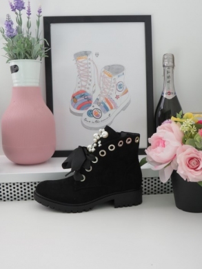 Botki damskie na płaskim (36-41) 8671 BLACK