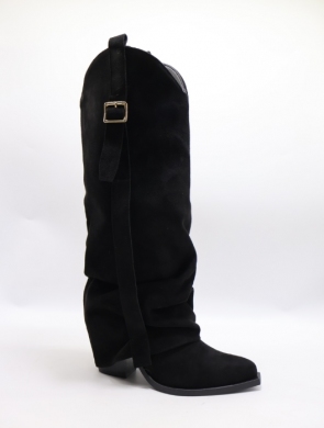 Kozaki damskie na obcasie (36-41) 7699A BLACK