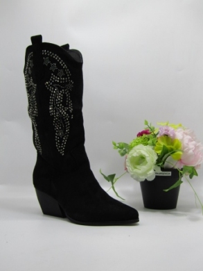 Kozaki damskie ocieplane na obcasie (36-41) E8630 BLACK