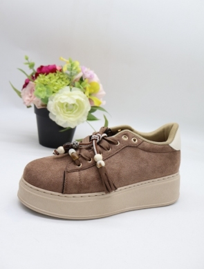 Buty sportowe damskie na płaskim (36-41) EV-512 BROWN