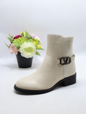 Botki damskie ocieplane na płaskim (36-41) HBL-77 BEIGE