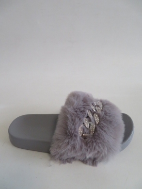 Klapki damskie z futerkiem (36-41) BG89 GREY