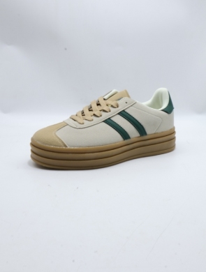 Buty sportowe damskie na płaskim (36-41) 24001 BEIGE/GREEN