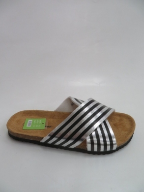 Klapki damskie na płaskim (36-41) RS-43 SILVER/BLACK