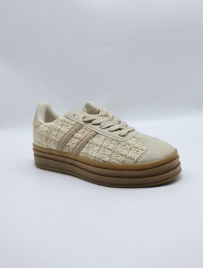 Buty sportowe damskie na płaskim (36-41) 24051 BEIGE