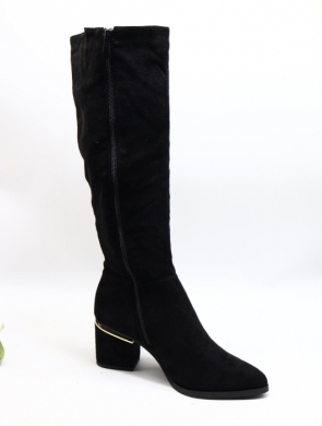 Kozaki damskie ocieplane na obcasie (36-41) 00-6 BLACK