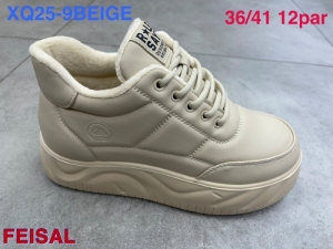 Botki damskie ocieplane na płaskim (36-41) XQ25-9 BEIGE