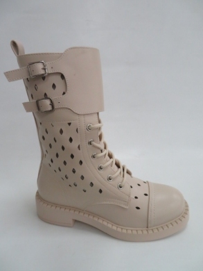 Kozaki damskie jesienne na płaskim (36-41) RQ428 BEIGE