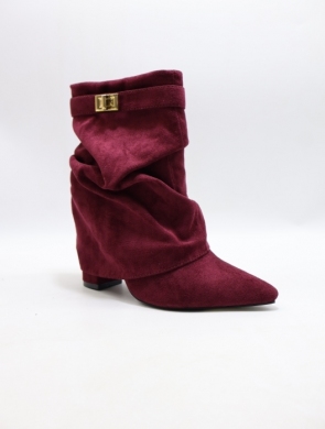 Botki damskie na obcasie (36-41) 7666 WINE