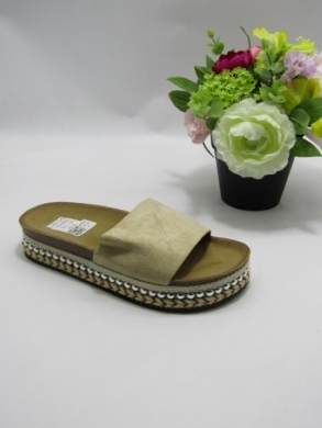 Klapki damskie na płaskim (36-41) W243 BEIGE