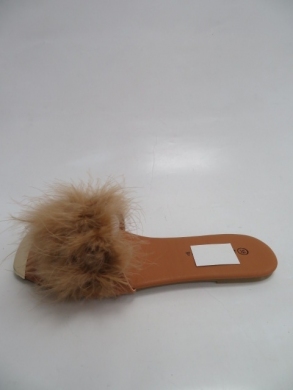 Klapki damskie z futerkiem (36-41) F-17 CAMEL