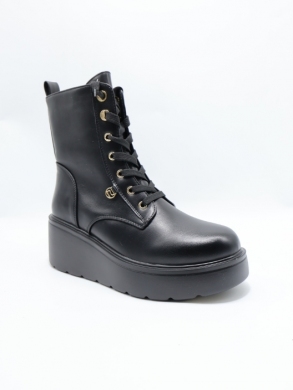 Botki damskie ocieplane na koturnie (36-41) 2884-1 BLACK