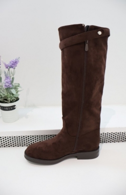 Kozaki damskie na płaskim (36-41) WZ18 BROWN