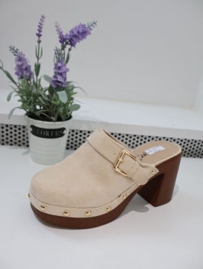 Klapki damskie na obcasie (36-41) YY47 BEIGE