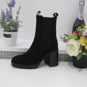 Botki damskie ocieplane na obcasie (36-41) 8600 BLACK/SU