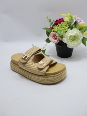 Klapki damskie na płaskim (36-41) 77-617 BEIGE