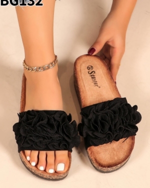 Klapki damskie na płaskim (36-41) BG132 BLACK
