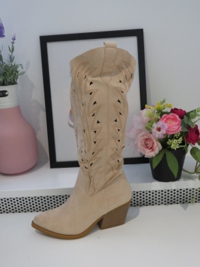 Kozaki damskie na obcasie (36-41) 2119 BEIGE