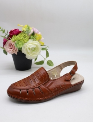 Sandały damskie na płaskim (36-42) 92501-3 BROWN