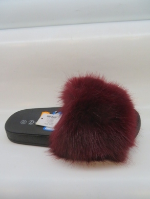 Klapki damskie z futerkiem (36-41) FF-008 WINE