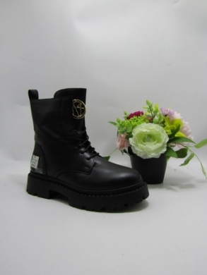 Botki damskie ocieplane na płaskim (36-41) D0817P BLACK