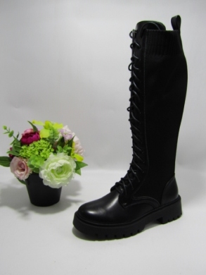 Kozaki damskie na płaskim (36-41) SJ588 BLACK