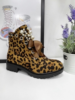 Botki damskie ocieplane na płaskim (36-41) 7221 LEOPARD