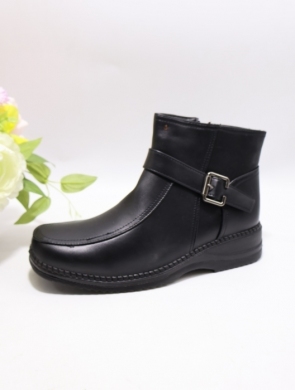 Botki damskie ocieplane na płaskim (37-42) H2161A BLACK