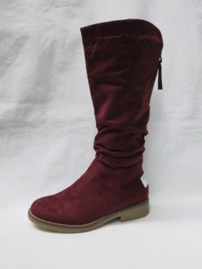 Kozaki damskie na płaskim (36-41) 8B935 WINE