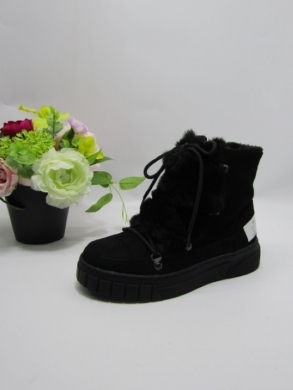 Botki damskie ocieplane na płaskim (36-41) F6325 BLACK